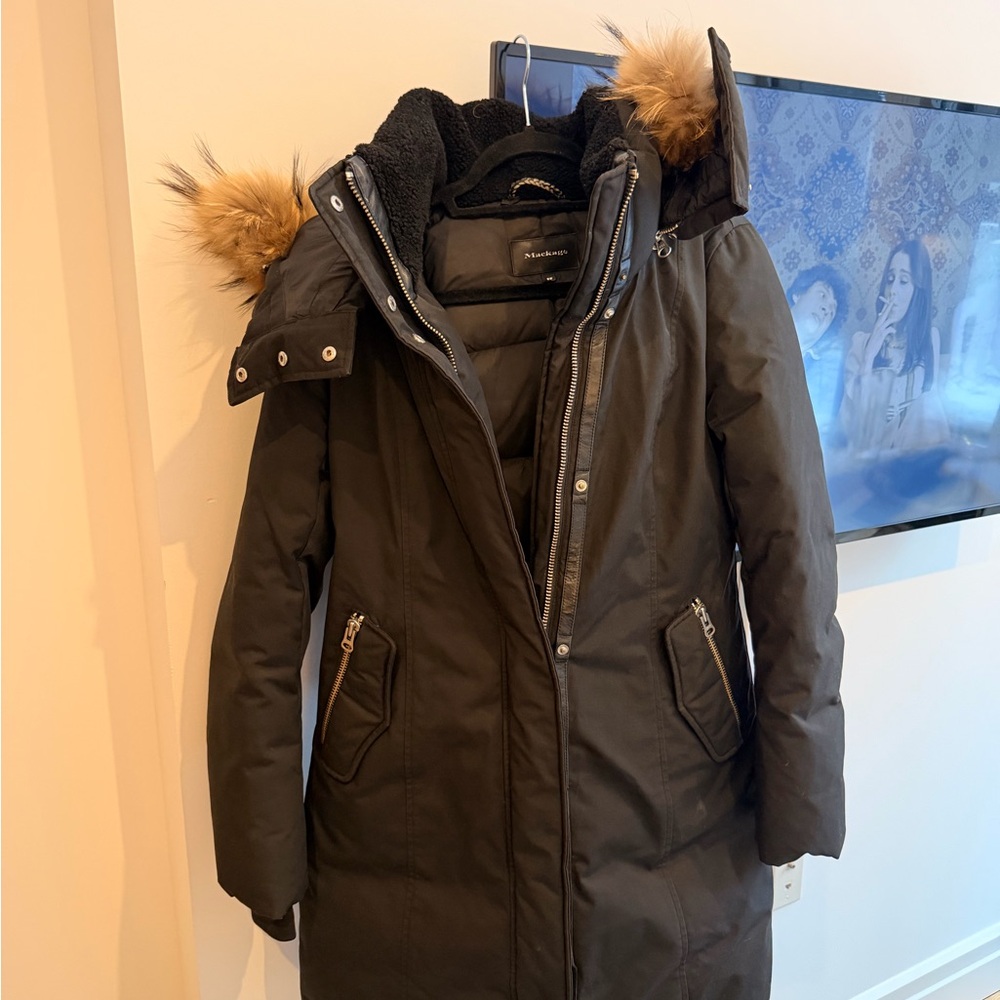 Black Fur-Trimmed Hooded Parka